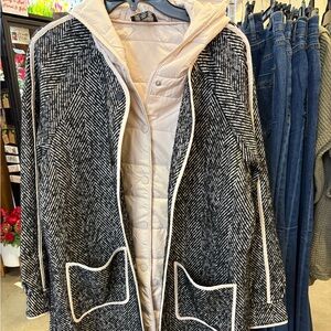 Tribal fashions, herringbone, lightweight, fuller coat, and Heather charcoal